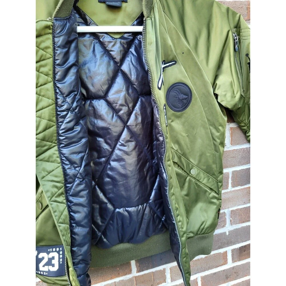 Jordan Air Men’s Small Goat Bomber Jacket Green Rookie Of The Year 1985 R.O.Y